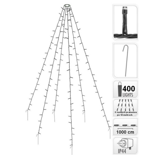LED svetelná reťaz na stožiare 400 LED