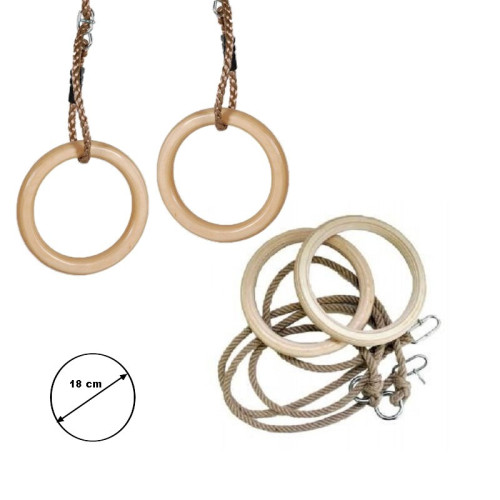 Gymnastické Kruhy závesné drevenné 18 cm 2 ks
