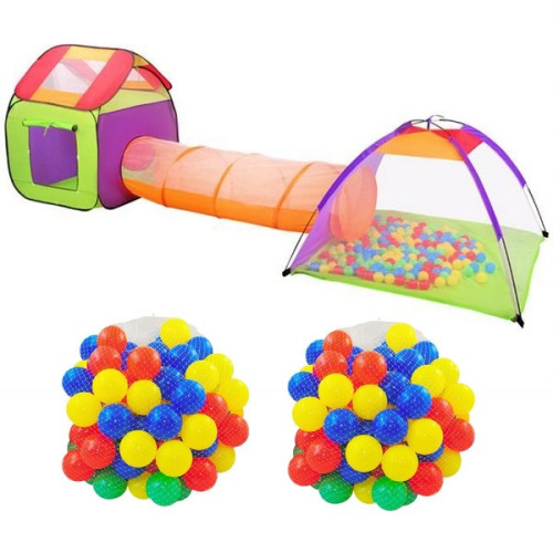Detský stan s tunelom DOMEK + 200 loptičiek