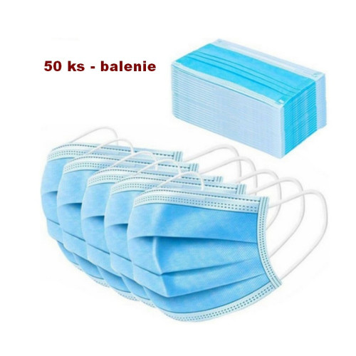 Ochranné rúška - 3 vrstvové 50 ks - modré