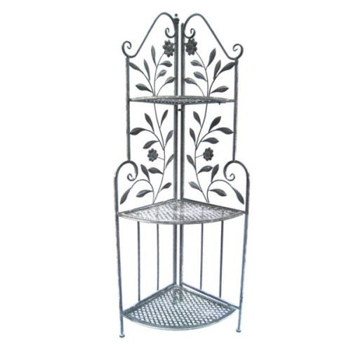 Rohový železný regál - police sivý