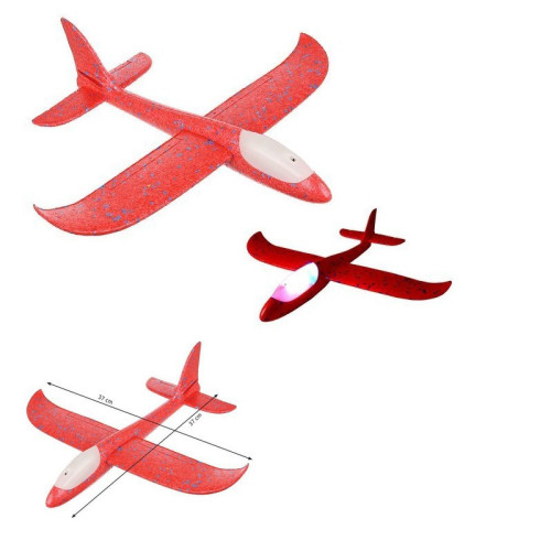 Penové lietadlo s LED - červené