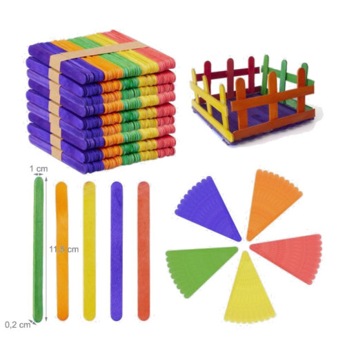 Farebné drevené špachtle sada 50 kusov