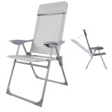 Kempingové kreslo ALU - 5 polôh - Sivé