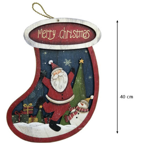 Mikulášska ponožka drevená 40 cm