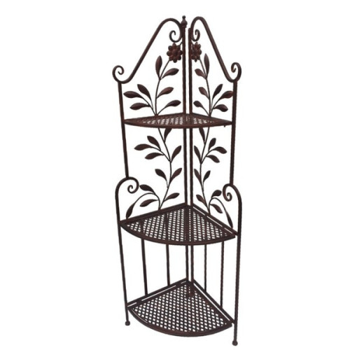 Rohový železný regál - police hnedý