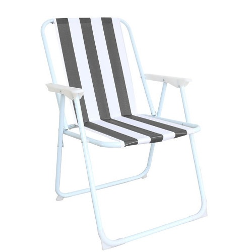 Kempingové Kreslo Camping Sivé pruhy