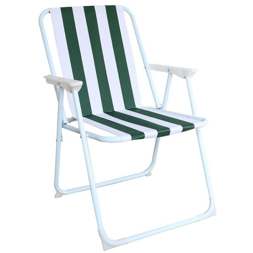 Kempingové Kreslo Camping Zelené pruhy