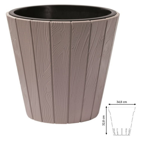 Kvetináč WOODE + vklad mocca 34,8 cm