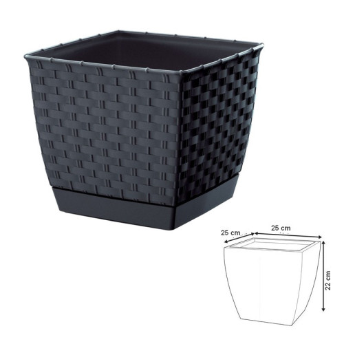 Kvetináč RATOLLA SQUARE - antracit 25 cm