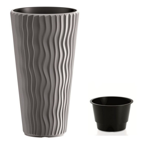 Kvetináč s vkladom SANDY SLIM 39cm - šedý kameň