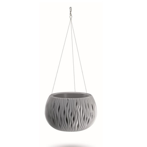 Kvetináč SANDY BOWL 29cm s oceľovým lankom- šedý kameň