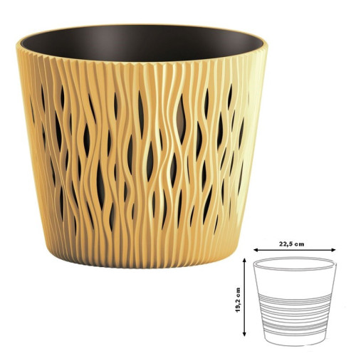 Kvetináč s vkladom SANDY ROUND 22,5cm - horčica