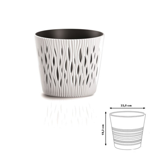Kvetináč s vkladom SANDY ROUND 22,5cm - biely