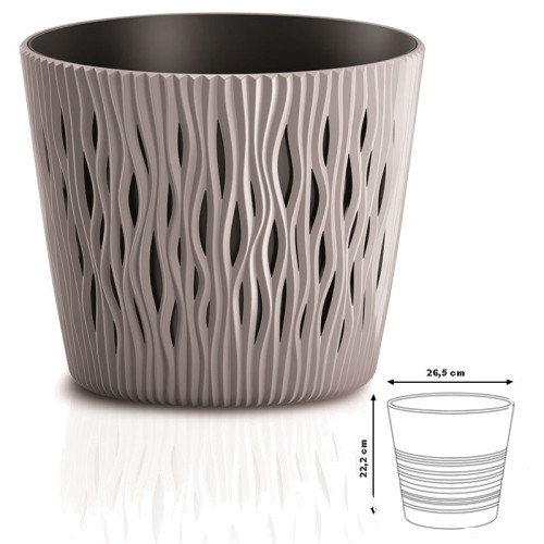 Kvetináč s vkladom SANDY ROUND 26,2cm - mocca
