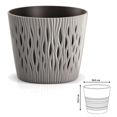 Kvetináč s vkladom SANDY ROUND 26,2cm- šedý kameň