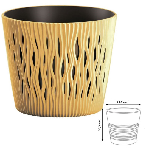 Kvetináč s vkladom SANDY ROUND 26,2cm - horčica