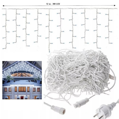 LED Záves Strapce 300 LED Studená BiIela 12 m