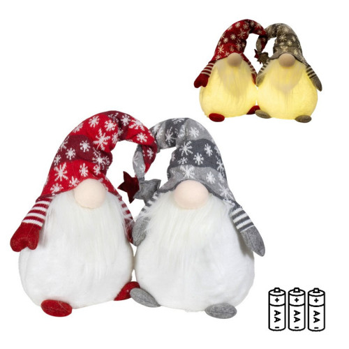 Dekorácia Vianočný Škriatok s LED 30 cm