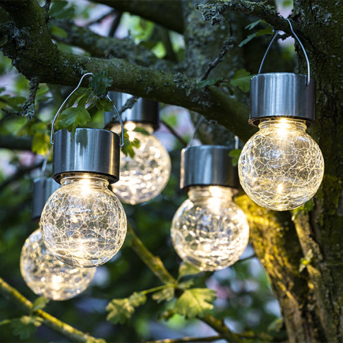 LED solárné závesné svetlá s popraskaným sklom-5ks